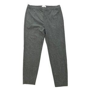 Talbots Womens Gray Pull-On Suede-Like Stretch Pants Size 14 Comfort Elegance